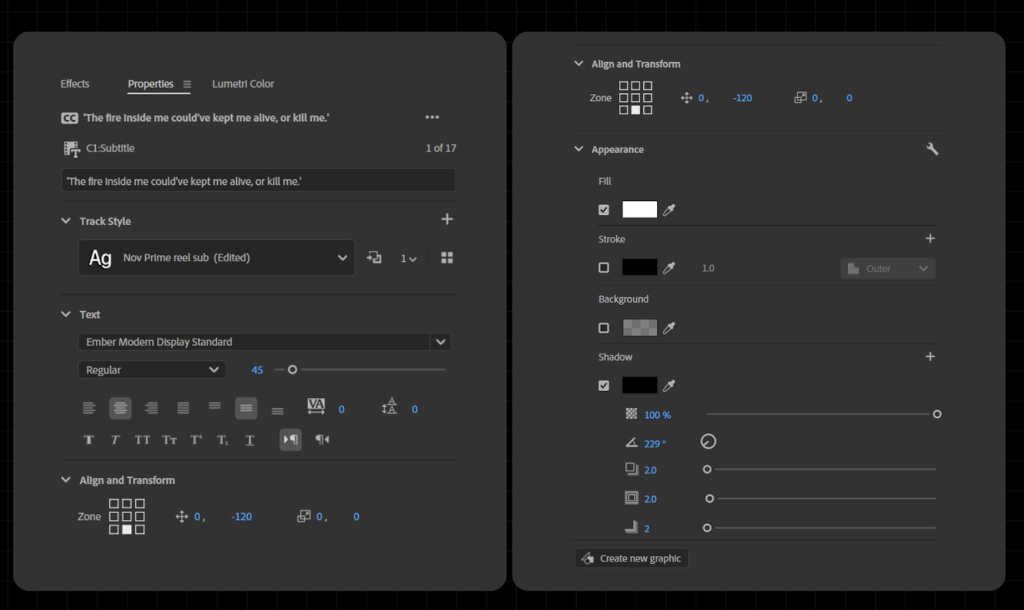 Unified subtitle settings — font, align, appearance, shadow and stroke
